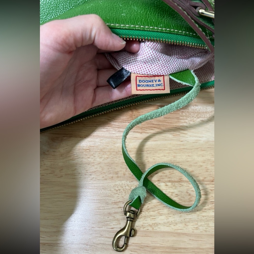 Vintage Dooney & Bourke Signature Luna Green Satchel Handbag - Picture 11 of 12